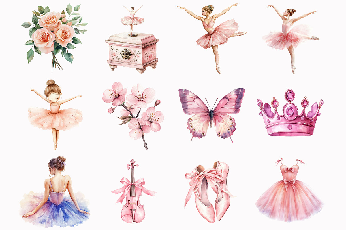 Blush Pink Ballerina Clipart, an Illustration by Design Market (Photo 3 of 5)