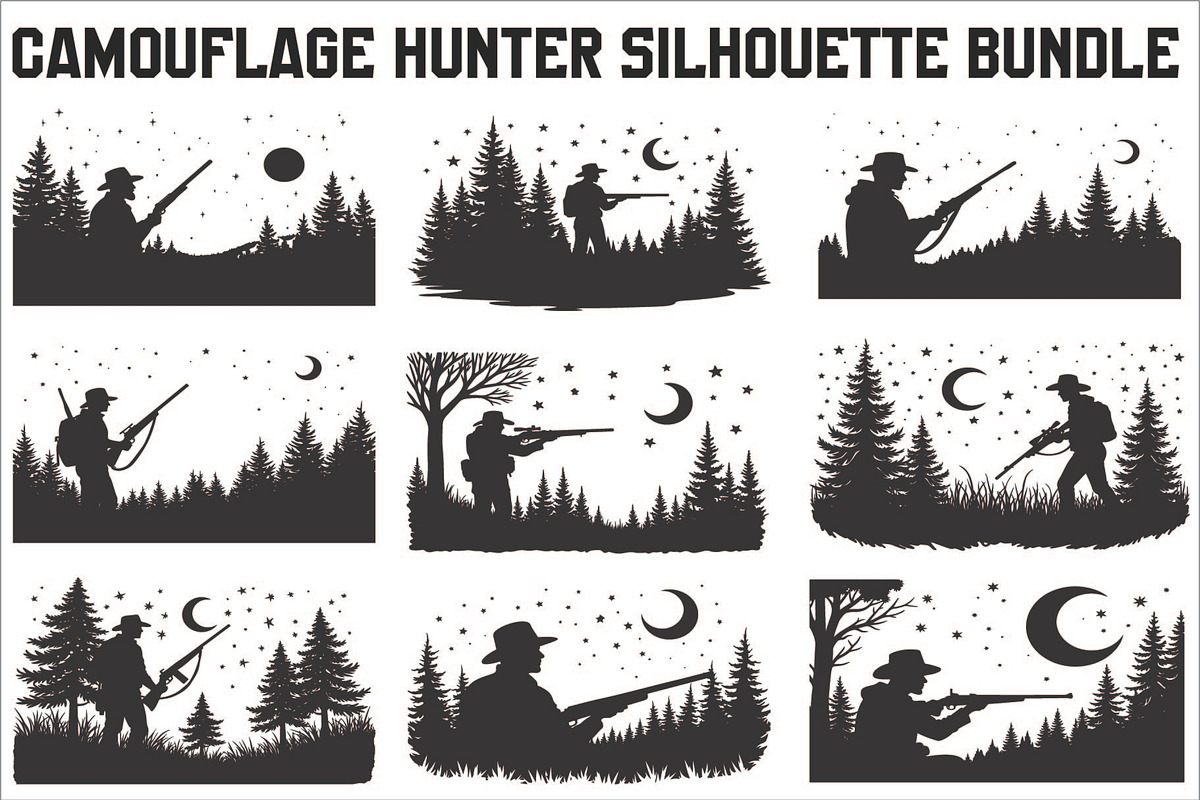 Camouflage Hunter Silhouette Vector, an Illustration by Amazin_art (Photo 1 of 10)