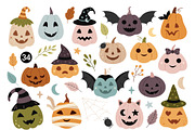 Halloween pumpkins clipart, a Seasonal Illustration by JulzaArt (Thumbnail 2 of 7)