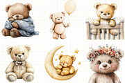 Watercolor Beige Teddy Bear Nursery, an Illustration by Libby Wishes (Thumbnail 5 of 5)