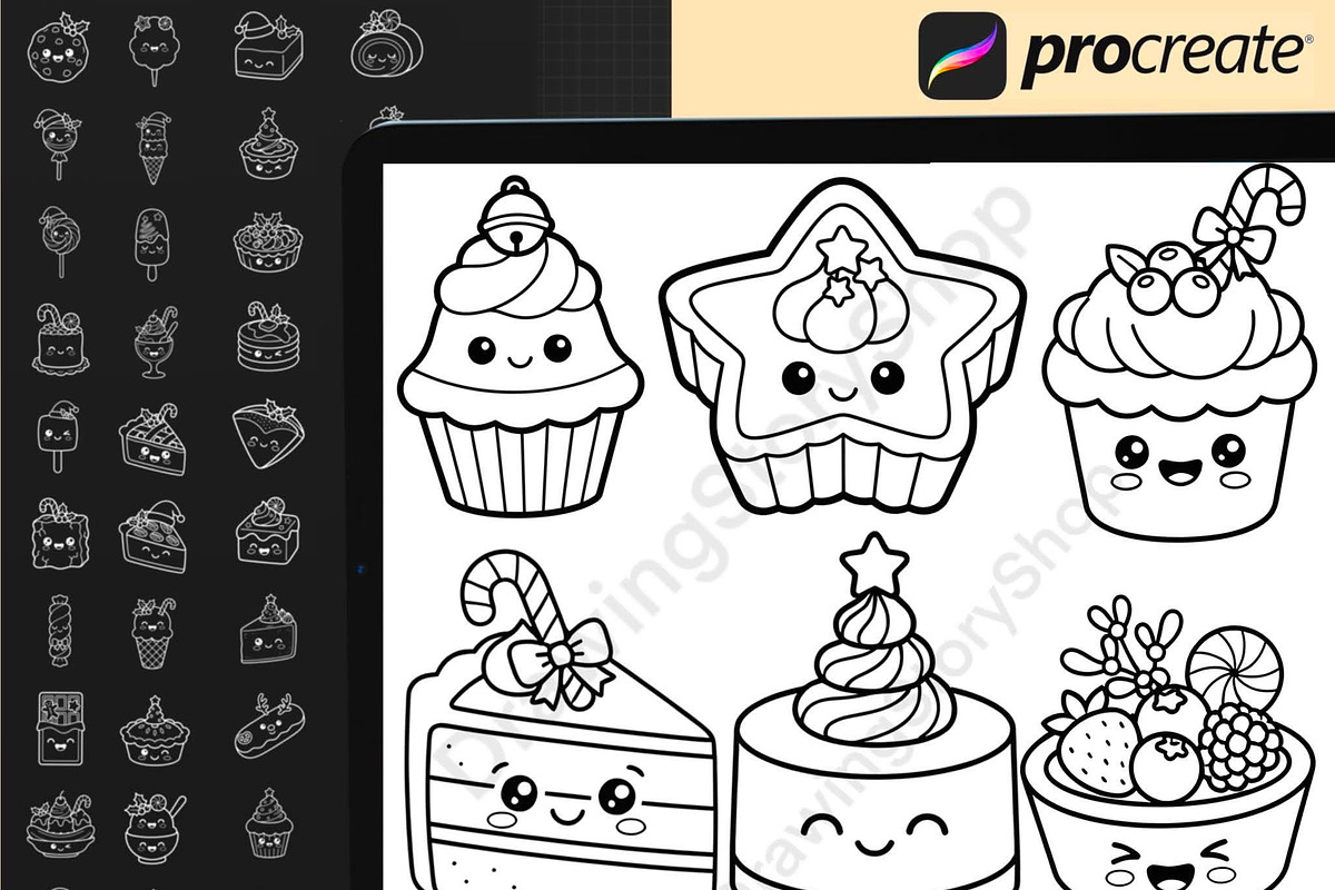 150Christmas Dessert Procreate Stamp, a Brush Add-On by DrawingStoryShop (Photo 4 of 6)