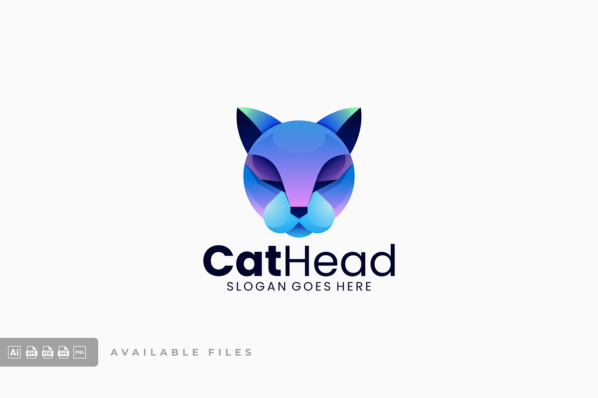 Cat Head Gradient Colorful Logo, a Branding & Logo Template by ivan_artnivora