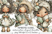 Whimsical Spring Girl Clipart, an Illustration by Designking (Thumbnail 1 of 5)
