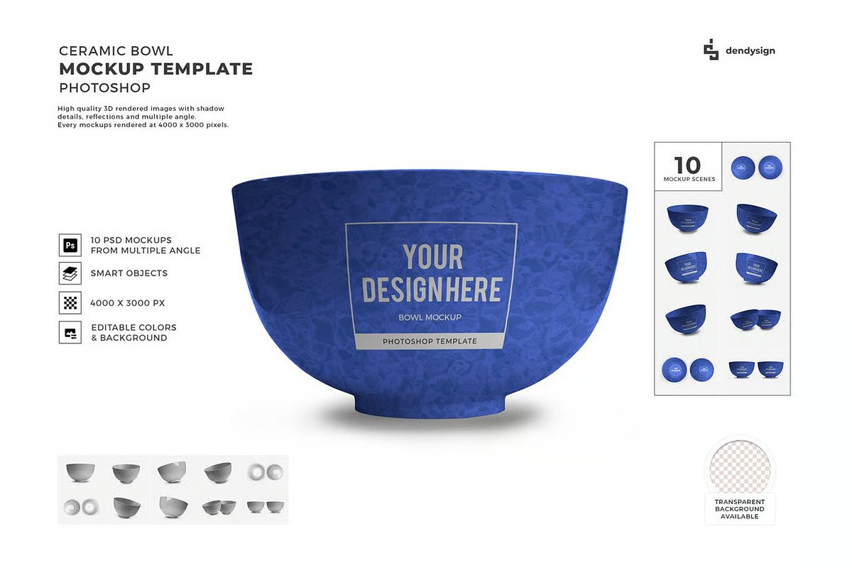 Ceramic Bowl Mockup Template Set, a Household Mockup by DesignRushMarket (Photo 1 of 11)