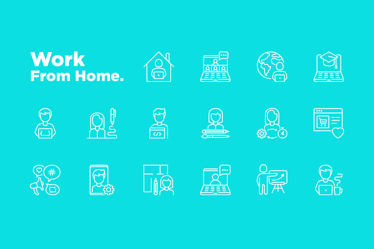 Work From Home  | 16 Thin Line Icons, an Outline Icon by Alex Blogoodf (Photo 6 of 15)