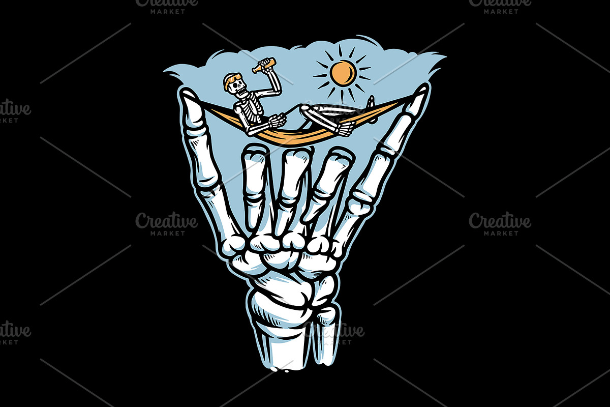 skeleton and chill hand sign, a Food Illustration by gunaonedesign (Photo 1 of 5)
