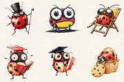 Quirky Funny Ladybug Clipart, an Illustration by OK Design (Thumbnail 2 of 5)