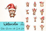 Festive Reindeer with Santa Hat Clip, an Illustration by CrexoraLab (Thumbnail 1 of 5)