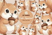 15 Bundle Watercolor Kids Squirrel, an Animal Illustration by Morspective (Thumbnail 1 of 8)