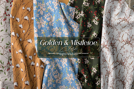 Golden & Mistletoe Charm, a Pattern Graphic by MSNTY STUDIOX