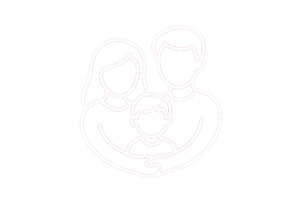 Family outline icon with parents and