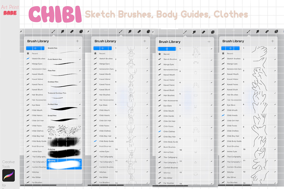 Procreate Chibi Maker XXL Guides, a Brush Add-On by ArtPrintBabe