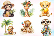 Cute Summer Safari Animals Clipart, an Illustration by Canvas Craft (Thumbnail 3 of 3)