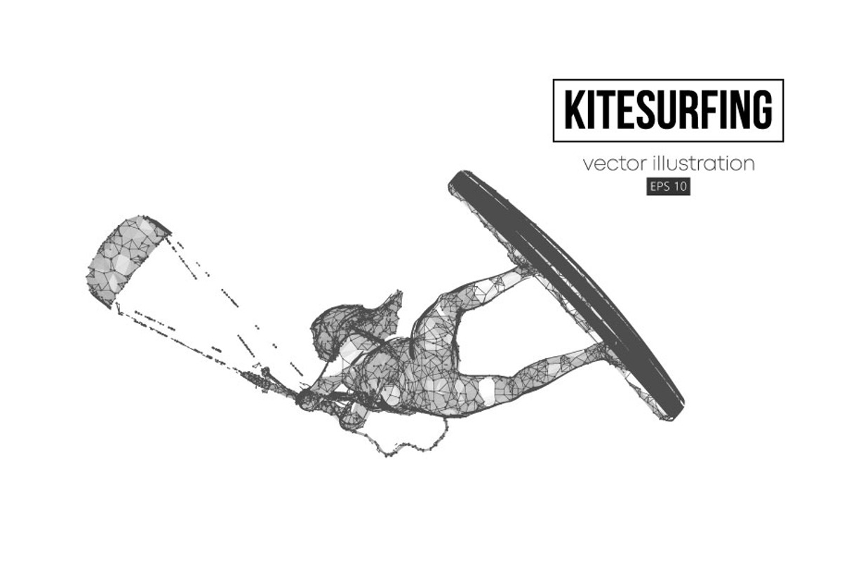 Silhouettes of a kitesurfer, a Sport Illustration by Matrosovv (Photo 2 of 4)