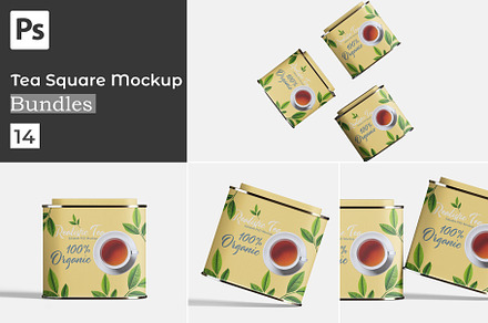 Tea Tin square packaging mockup