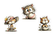 Whimsical Spring Easter Cats Clipart, an Illustration by Dream Creation (Thumbnail 7 of 7)