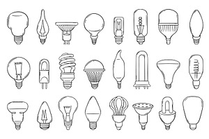 Hand drawn bulbs. Doodle light bulb, a Technology Illustration by Valerie Bodnar