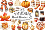 Hand Drawn Fall Clipart Set PNG, a Seasonal Illustration by Designking (Thumbnail 1 of 4)