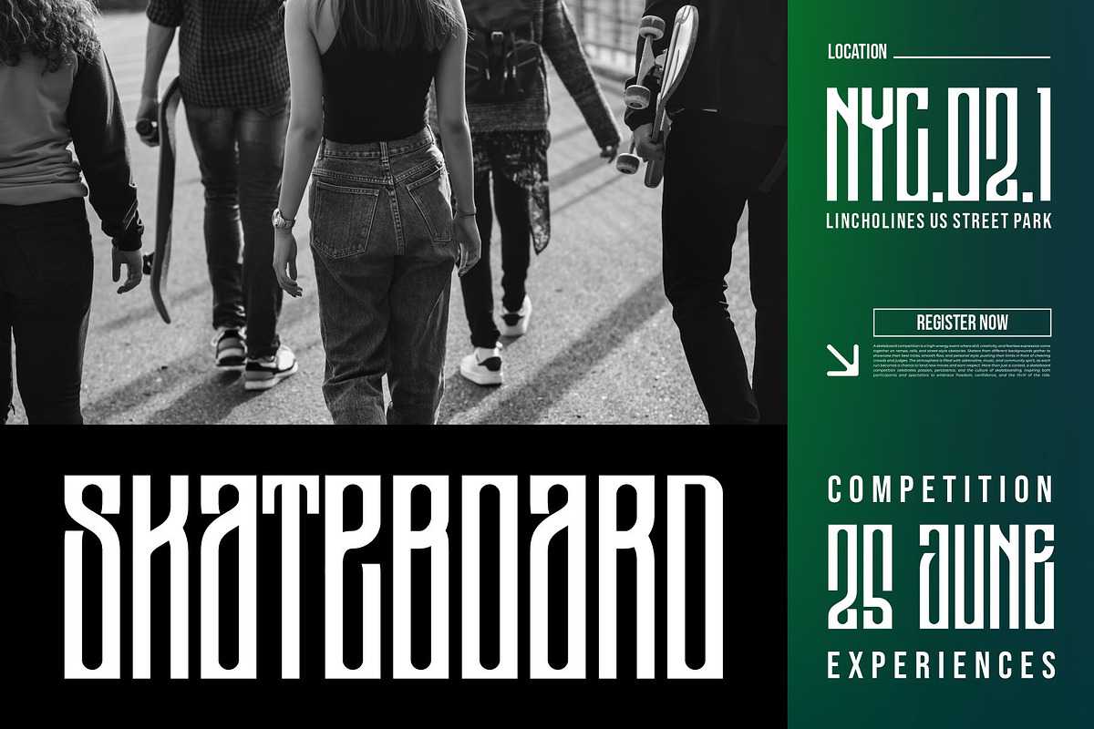 Saneoz || Modern Condensed Dosplay, a Sans Serif Font by Ermedia Studio (Photo 4 of 10)