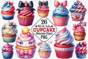 4th Of July Coquette Cupcake Sublima, a Seasonal Illustration by RobertsArt