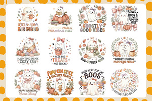 Cute Halloween Ghost Quotes Clipart, a Seasonal Illustration by Tanya Kart