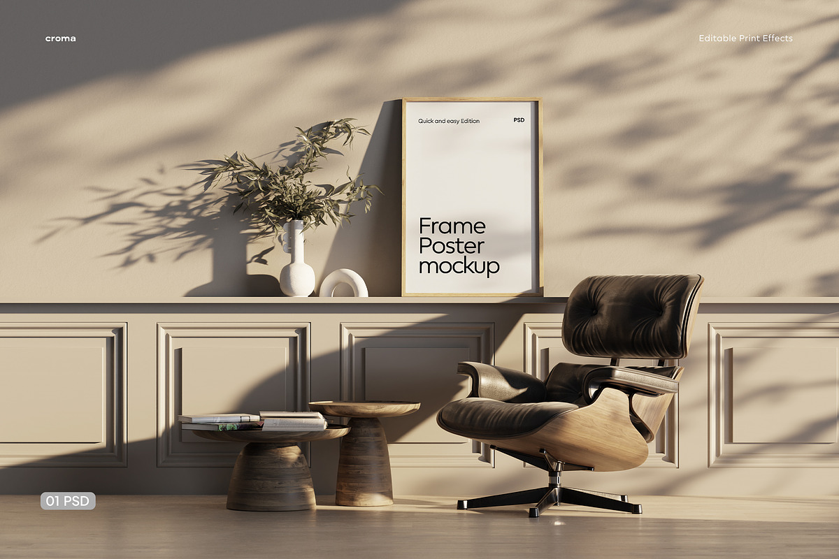 Frame Poster Mockup, a Product Mockup by Croma Studio (Photo 1 of 5)