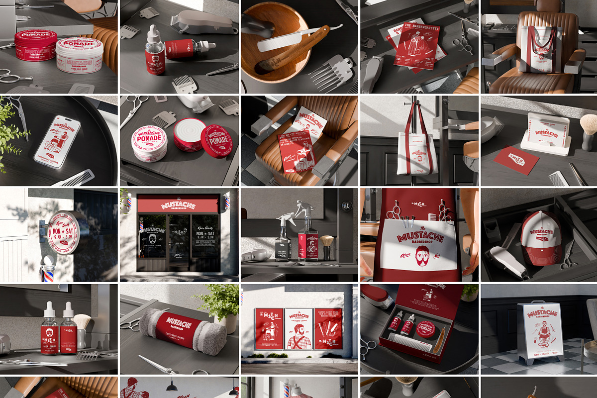 38 Barbershop Saloon Branding Mockup, an Advertising Mockup by Vitora Mockup (Photo 2 of 13)
