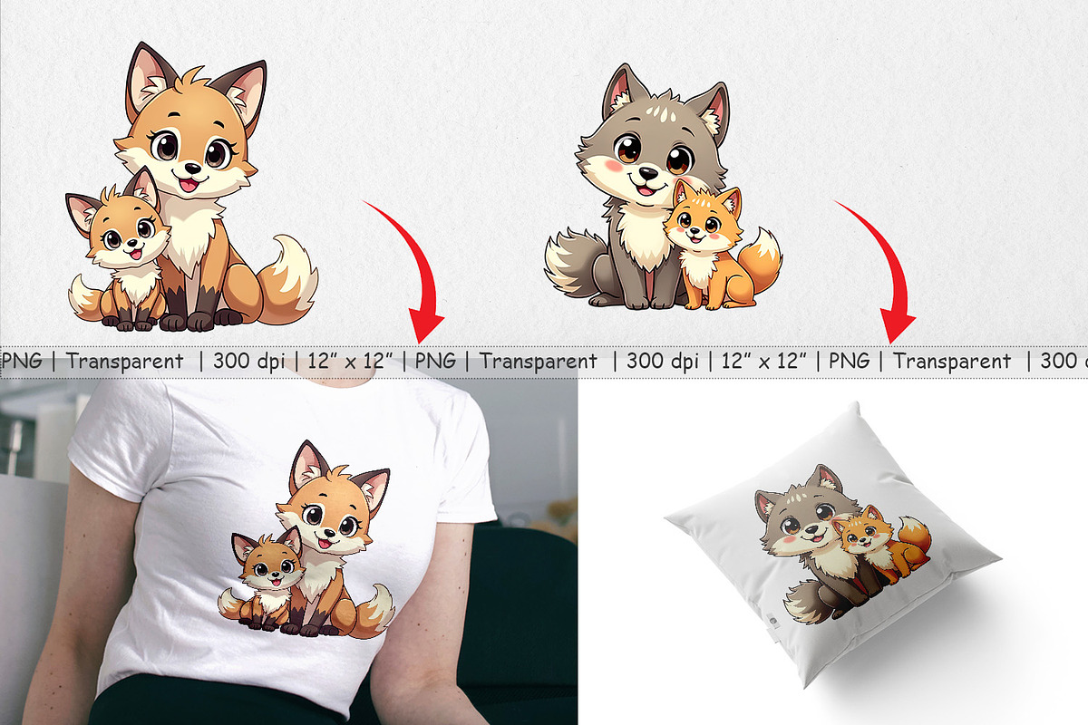 Wolf Mother's Day Clipart, a Graphic by Artnoy (Photo 3 of 5)