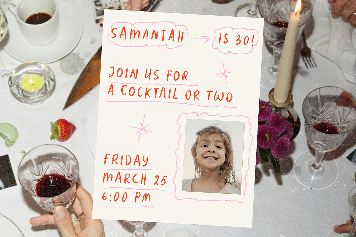 Cherry Cocktail Party Messy Font Duo, a Handwritten Font by Ayya Studio (Photo 11 of 15)