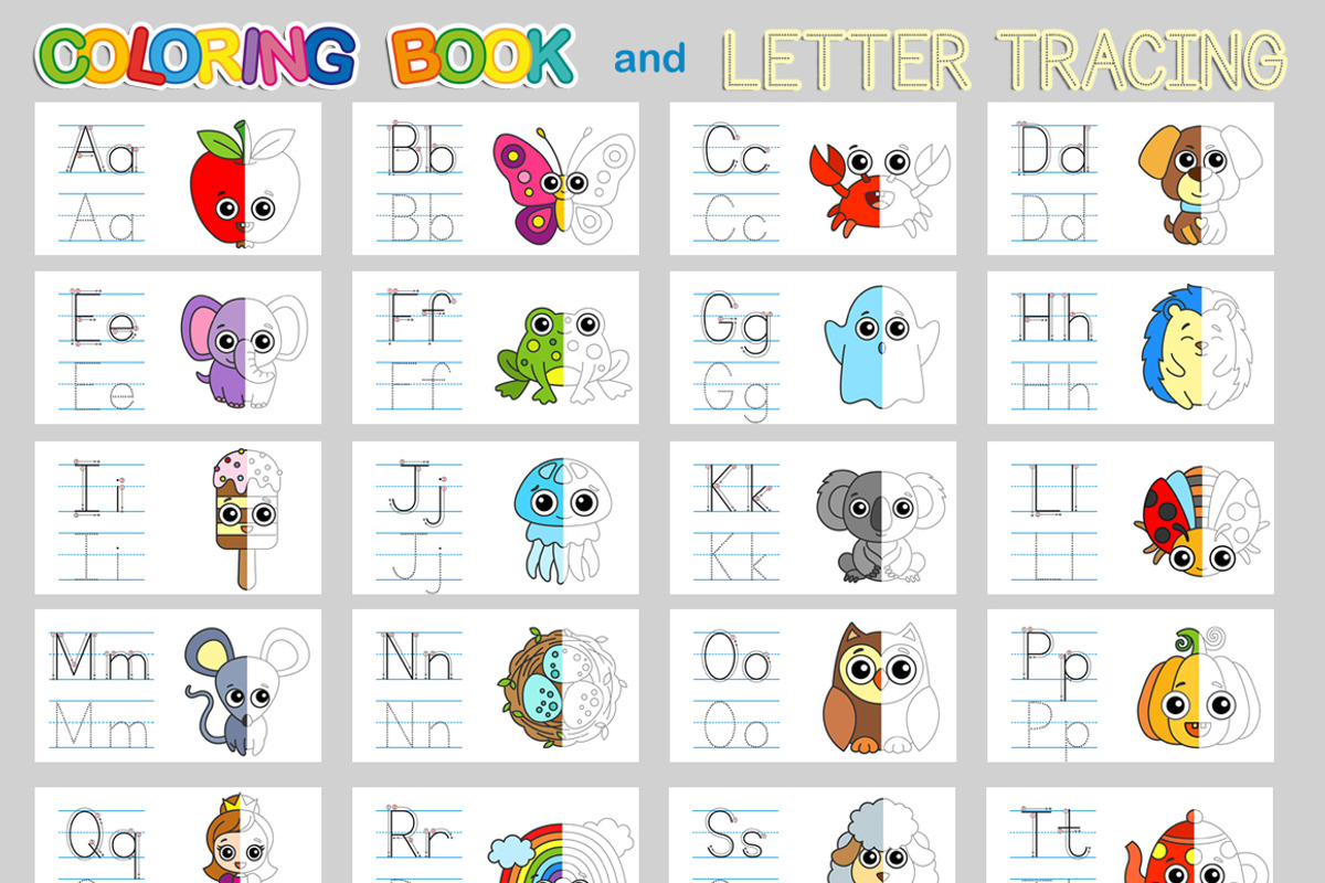 ABC coloring book and letter tracing, an Animal Illustration by Nataliia Toporovska (Photo 2 of 5)