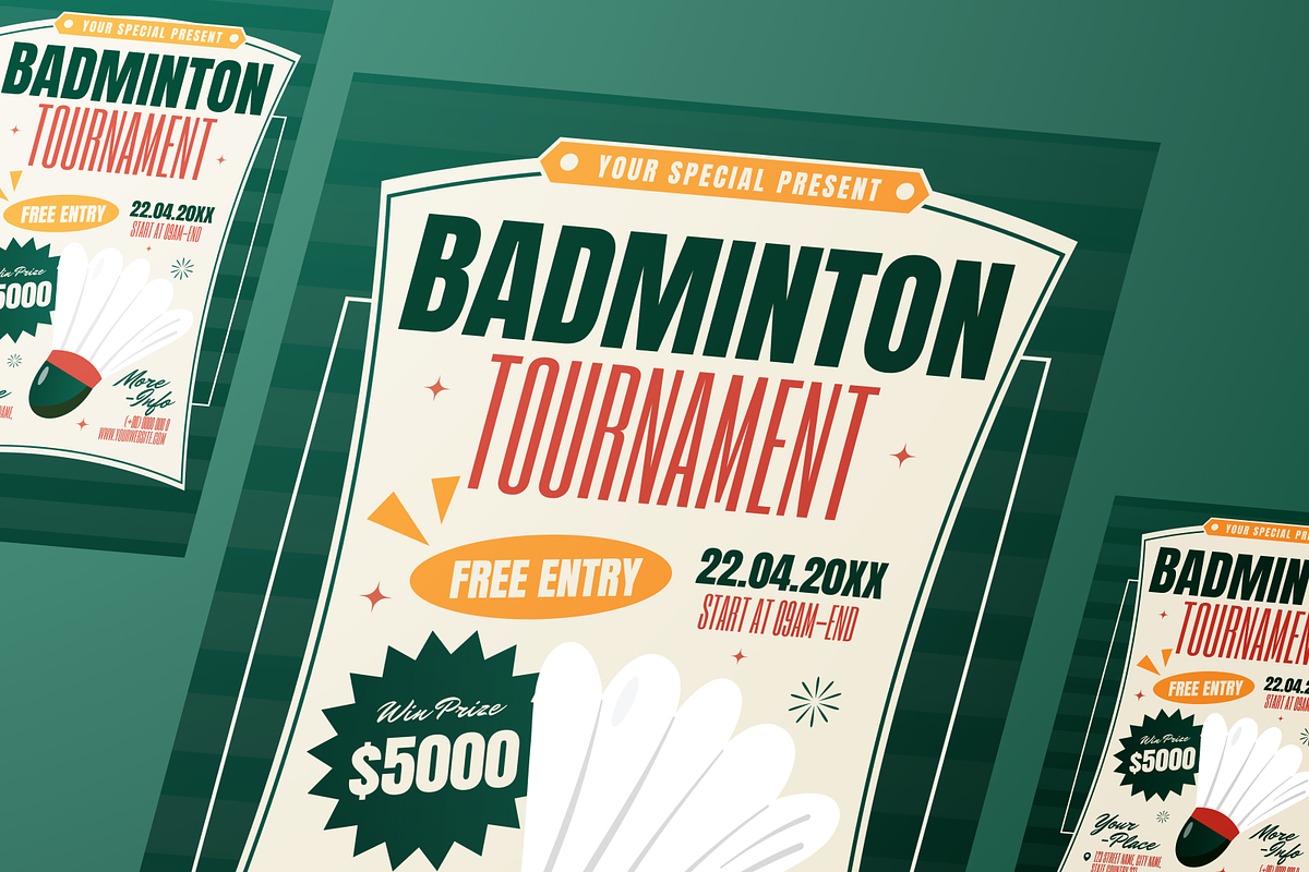 Classic Badminton Flyer Set, a Flyer Template by Annora Studio (Photo 3 of 6)