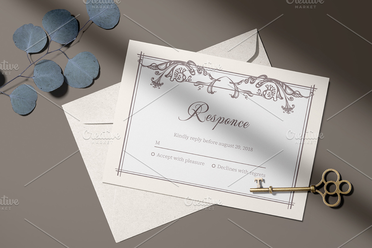 Baroque Wedding Stationery Suite, an Invitation Template by ilustrinna (Photo 11 of 14)