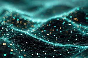 Teal and Gold Network Data Visualiza, a Photo by Pixeness Studio
