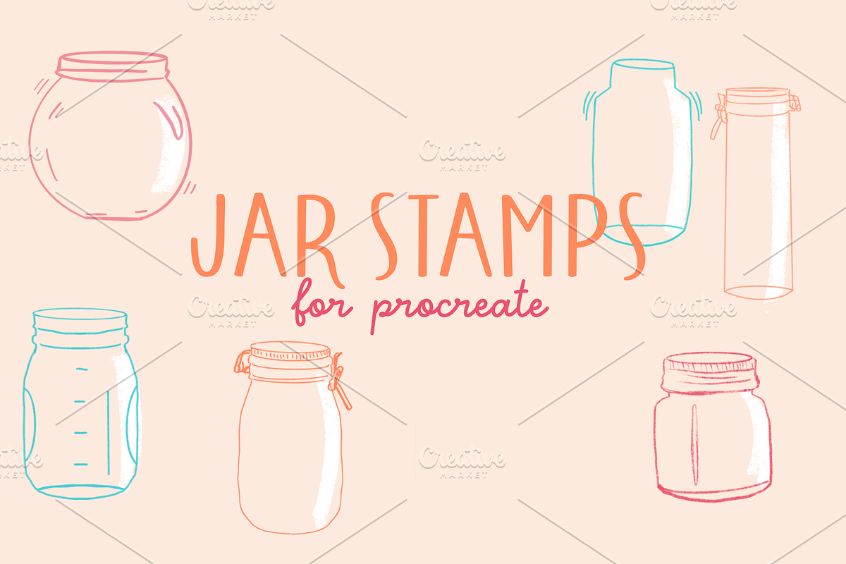 jar stamps for procreate, a Brush Add-On by pinkdrinksoul (Photo 1 of 2)