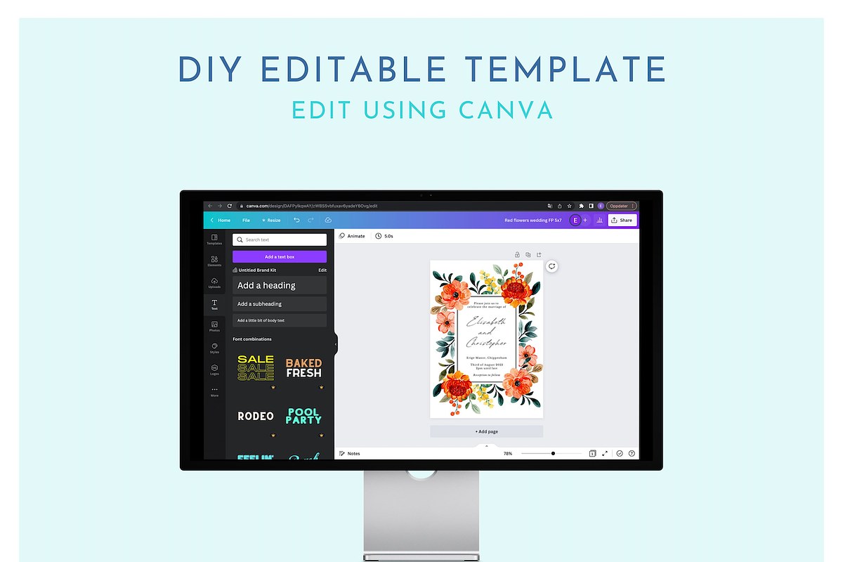 Editable Floral Wedding Invitation, an Invitation Template by ForeverPrint (Photo 9 of 9)