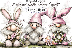 Whimsical Easter Gnome Clipart, an Illustration by designcity5