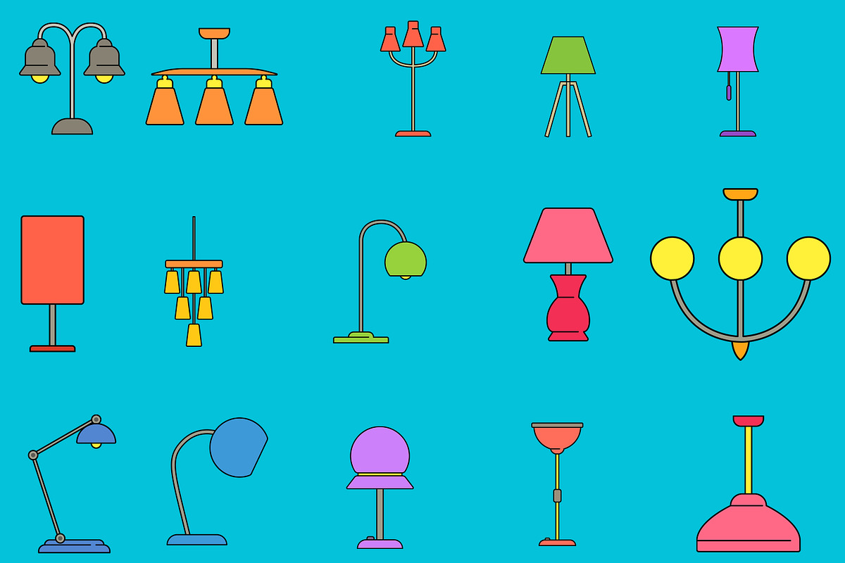 Lamp Illustration Pack, an Illustration by baii09 (Photo 2 of 2)