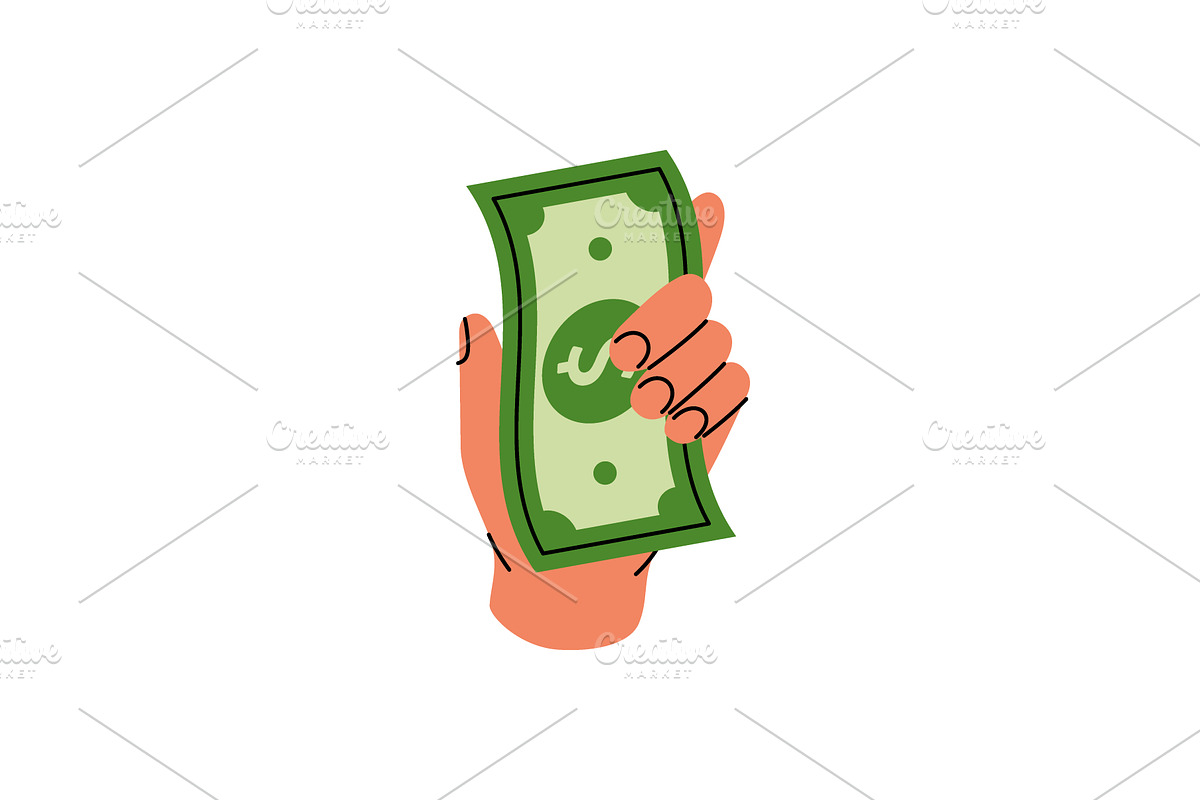 A hand holding a dollar banknote, a Finance Illustration by GraphiShop