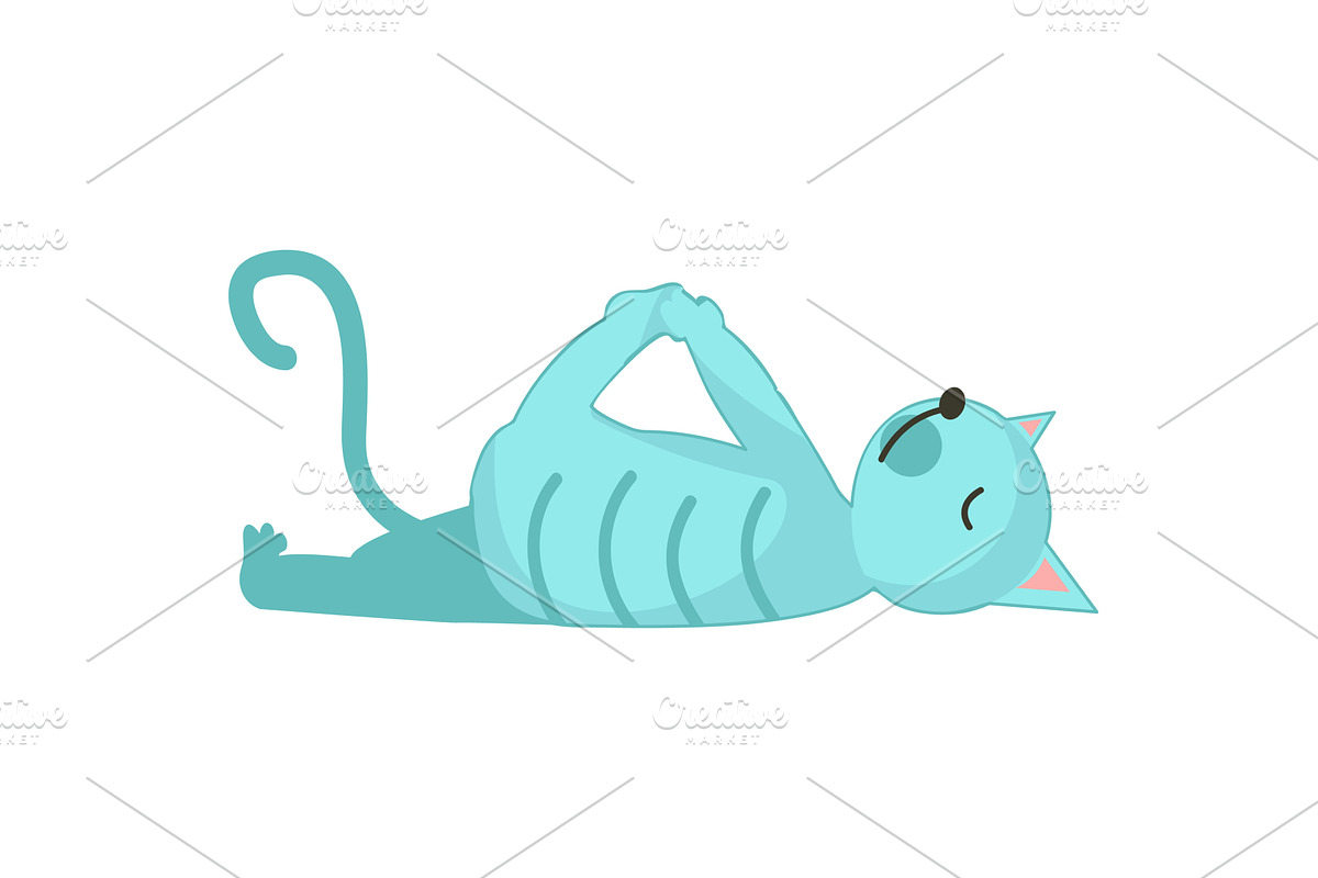 Cartoon cat yoga fitness exercise, an Animal Illustration by SiberianArt