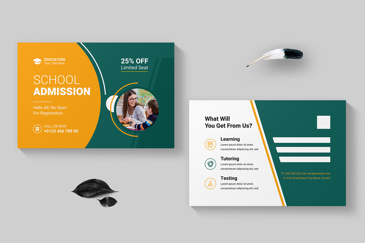 Education Post Card Layout Design