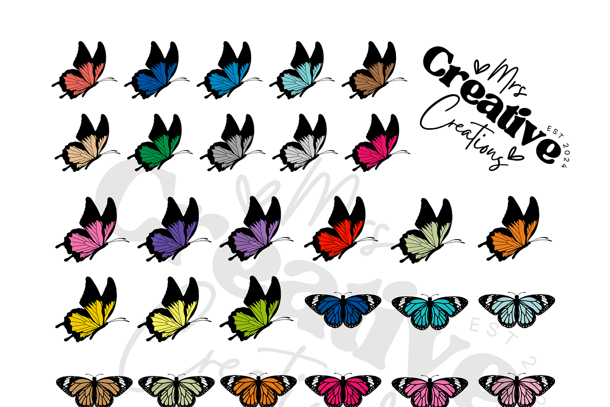 Colorful Butterfly Bundle Clipart, a Graphic by Mrs. Creative Creations (Photo 1 of 7)