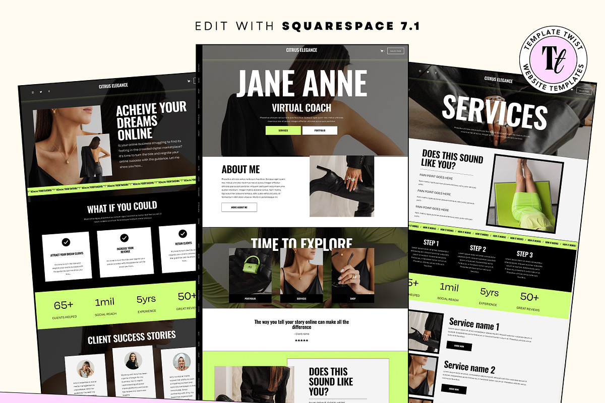 Neon Squarespace Website Template, a Squarespace Template by Template Twist Shop (Photo 2 of 10)