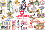 Parisian Summer Clipart, an Illustration by CreationArt (Thumbnail 1 of 5)
