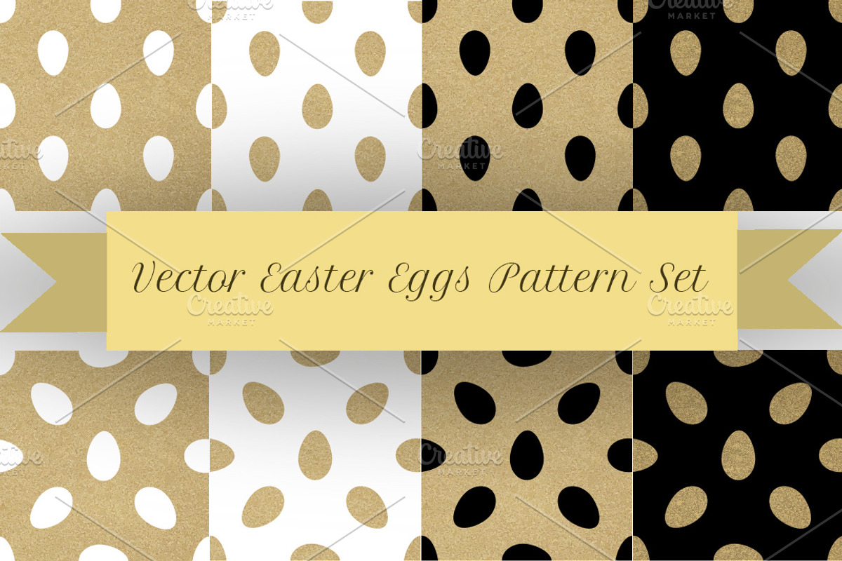 8 vector golden easter eggs patterns, a Pattern Graphic by ArtChamomile