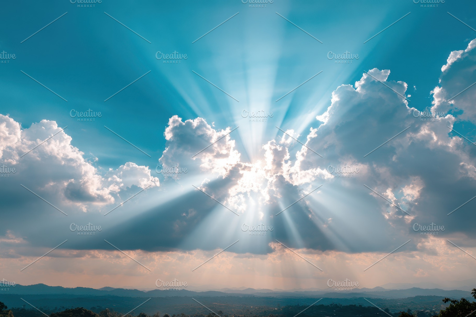 Bright sunny sky with clouds and landscape view, a Wallpaper Photo by AlyaAnd