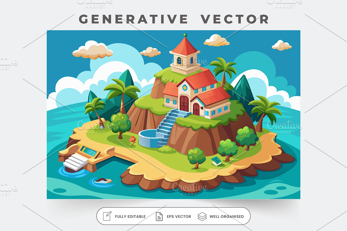 This vibrant island features a charm, a Graphic by SouravDesign