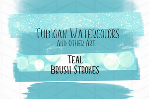 12 Brush Strokes - 6 Teal and 6 Rose