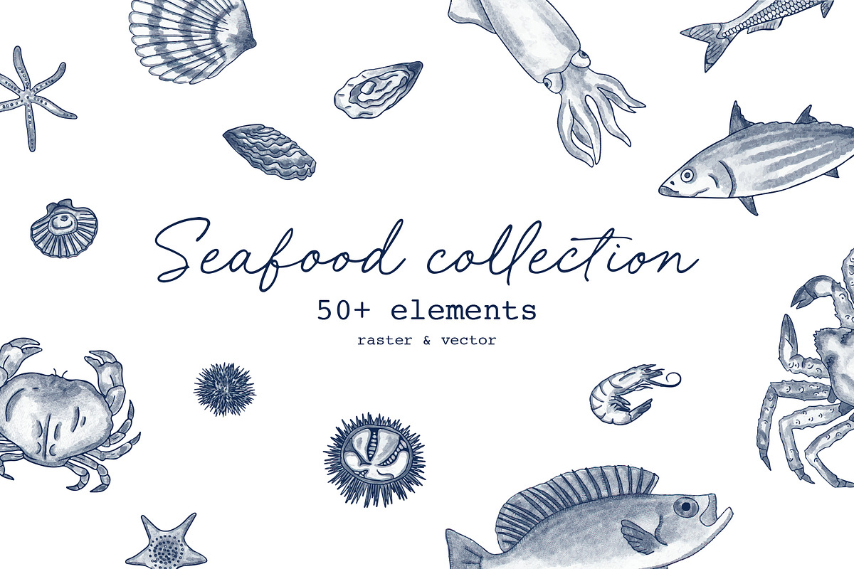 Seafood graphic bundle, an Animal Illustration by Lisa Mill (Photo 1 of 7)