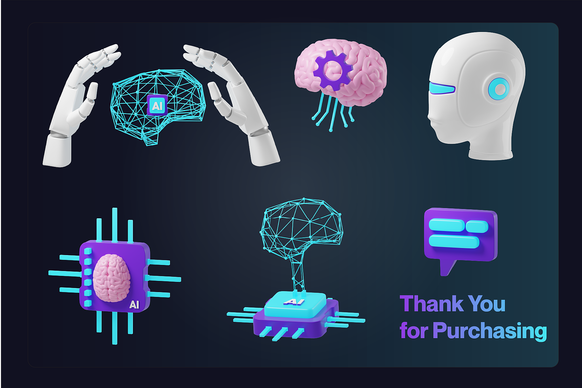 3D Artificial Intelligence Icons, an Object 3D Model by Sunny Design (Photo 6 of 6)