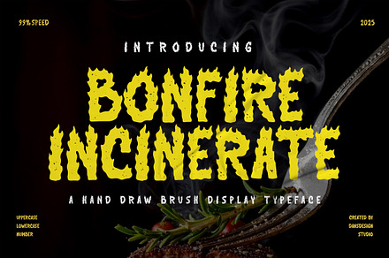 Bonfire Incinerate Fire Flames, a Blackletter Font by dansdesign